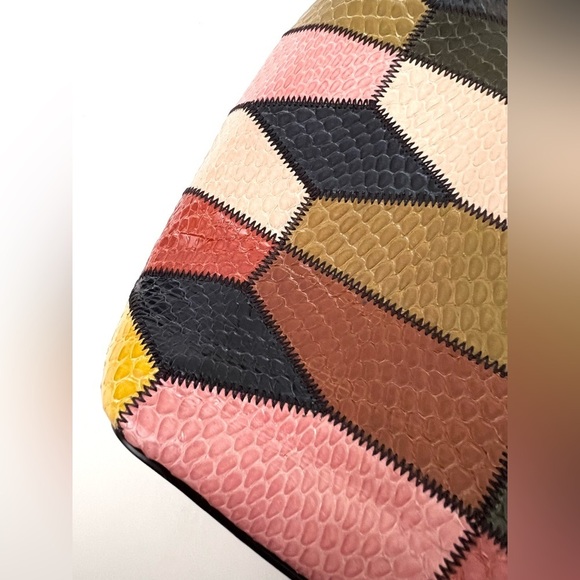 TORY BURCH || Farrah Leather Snakeskin Patchwork Multicolored Shoulder Bag - Picture 12 of 12
